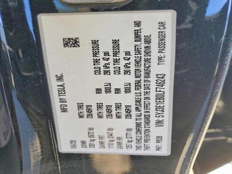 2020 TESLA MODEL 3 12