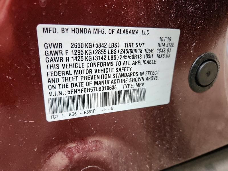 2020 HONDA PILOT EXL 13