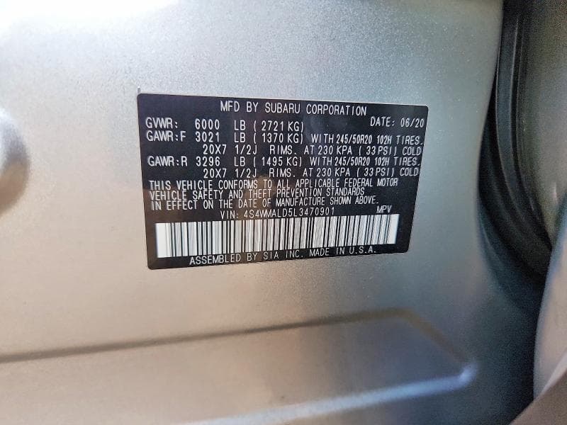 2020 SUBARU ASCENT LIMITED 13