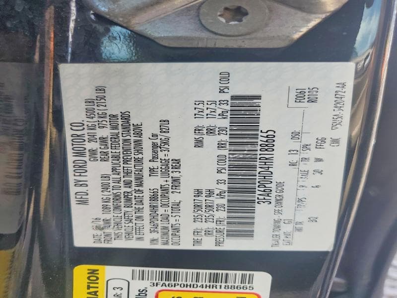 2017 FORD FUSION SE 13
