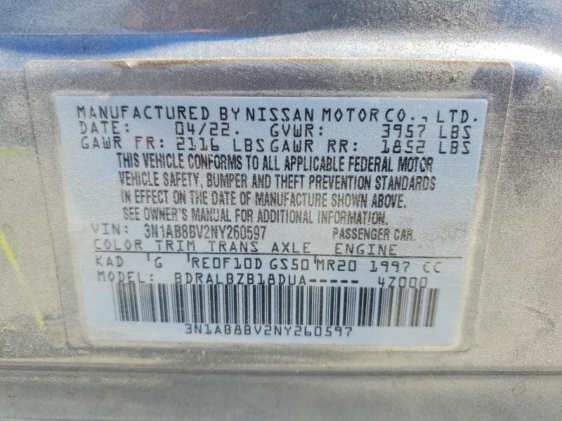 2022 NISSAN SENTRA S 12