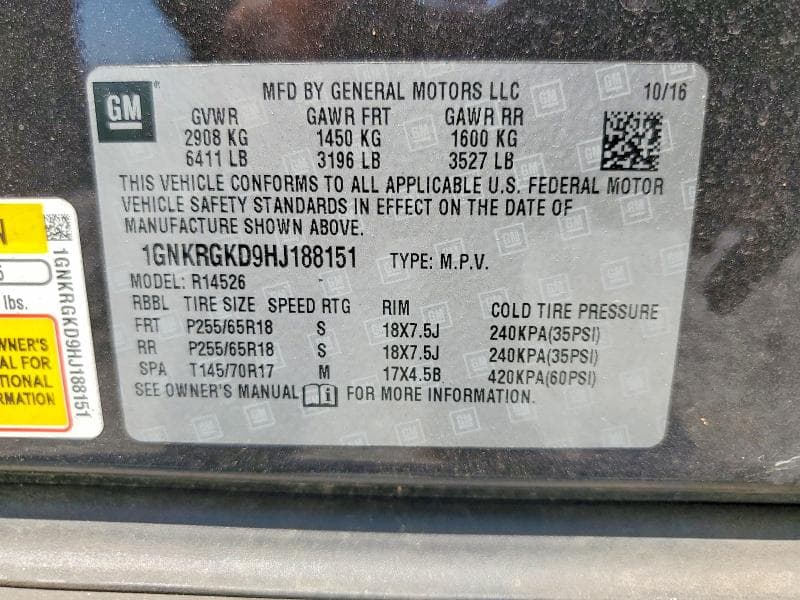 2017 CHEVROLET TRAVERSE LT 13