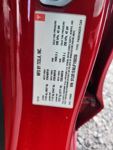 2018 TESLA MODEL 3 12