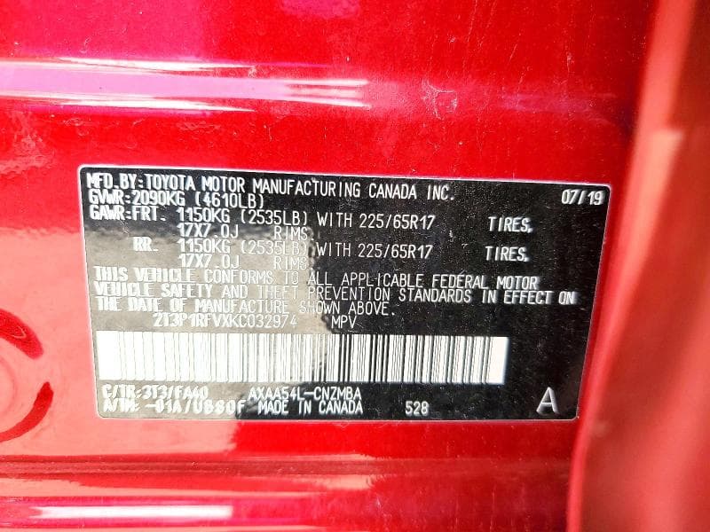 2019 TOYOTA RAV4 XLE 14