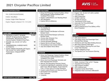 2021 CHRYSLER PACIFICA LIMITED 13