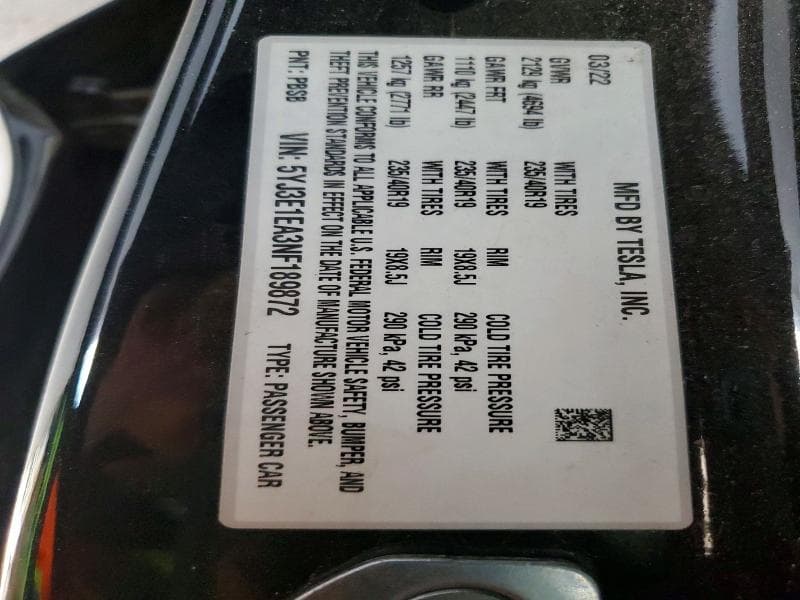 2022 TESLA MODEL 3 12