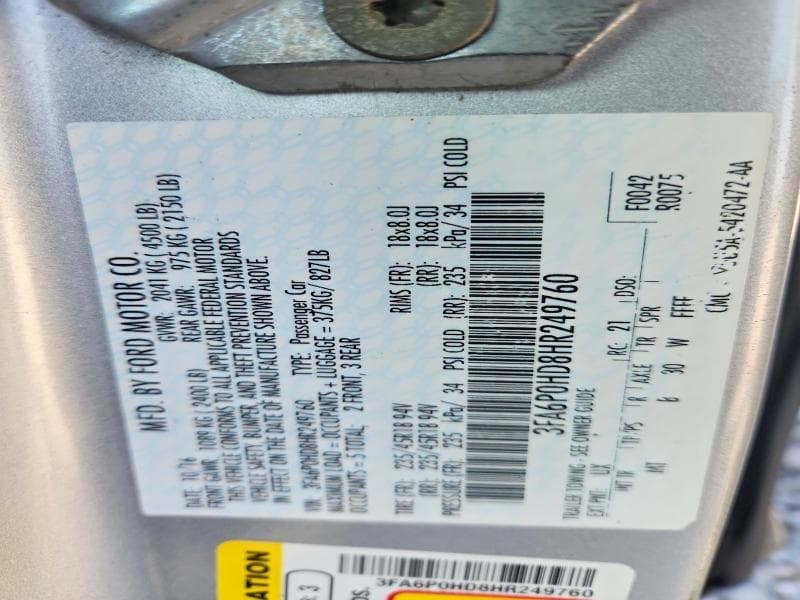 2017 FORD FUSION SE 12