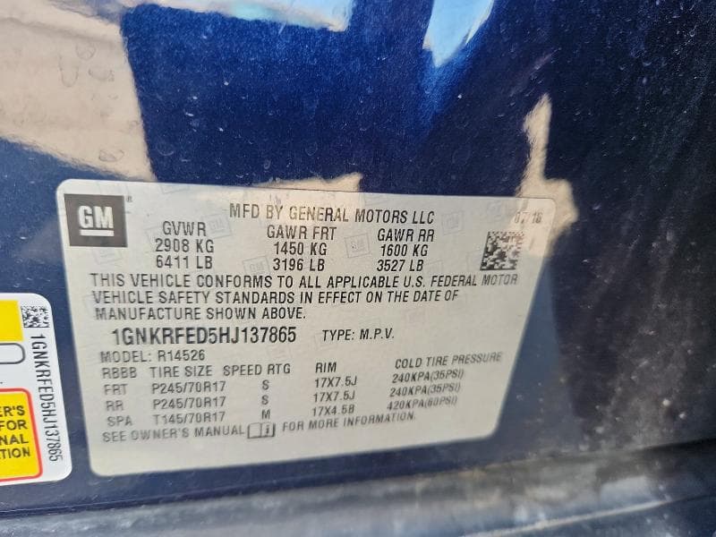 2017 CHEVROLET TRAVERSE LS 12