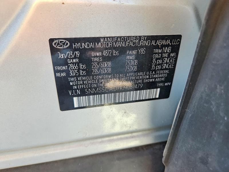 2019 HYUNDAI SANTA FE LIMITED 2.4L 13