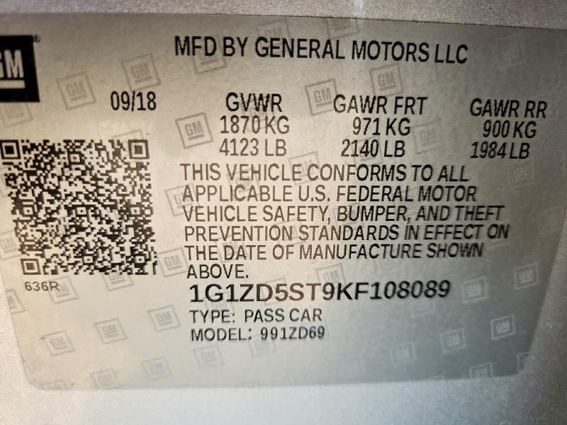 2019 CHEVROLET MALIBU LT 12