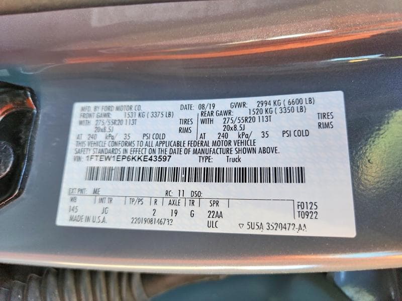 2019 FORD F150 SUPERCREW 12
