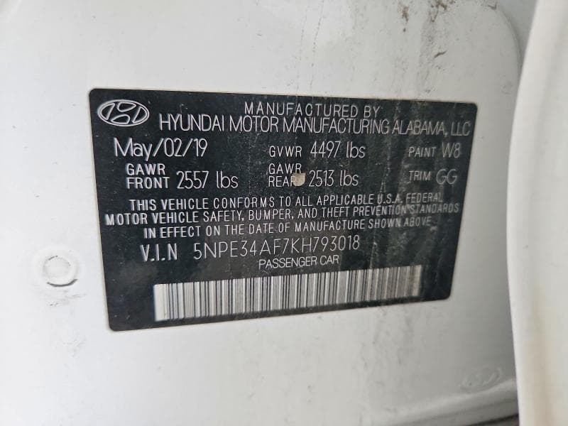 2019 HYUNDAI SONATA LIMITED 12