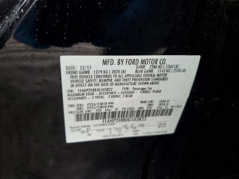 2018 FORD TAURUS SEL 12
