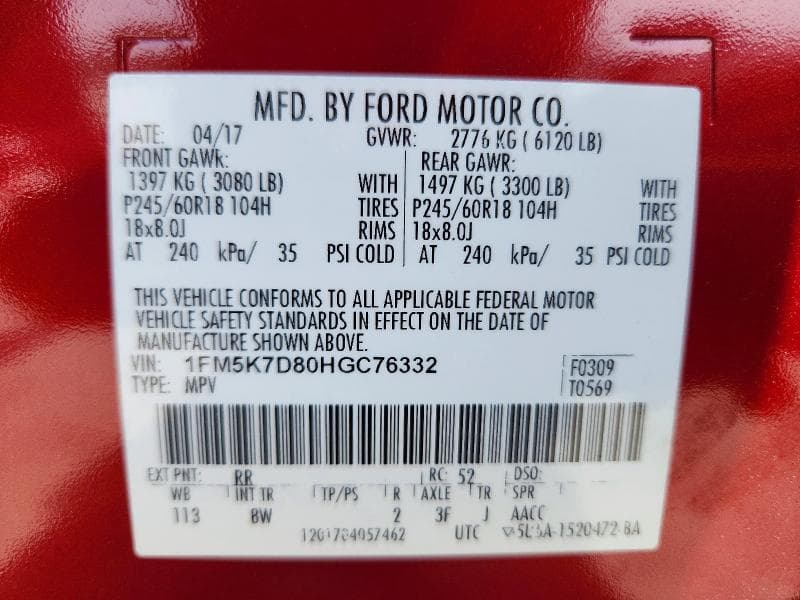 2017 FORD EXPLORER XLT 13