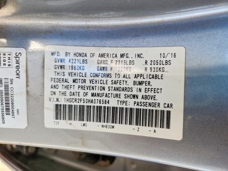 2017 HONDA ACCORD SPORT 13