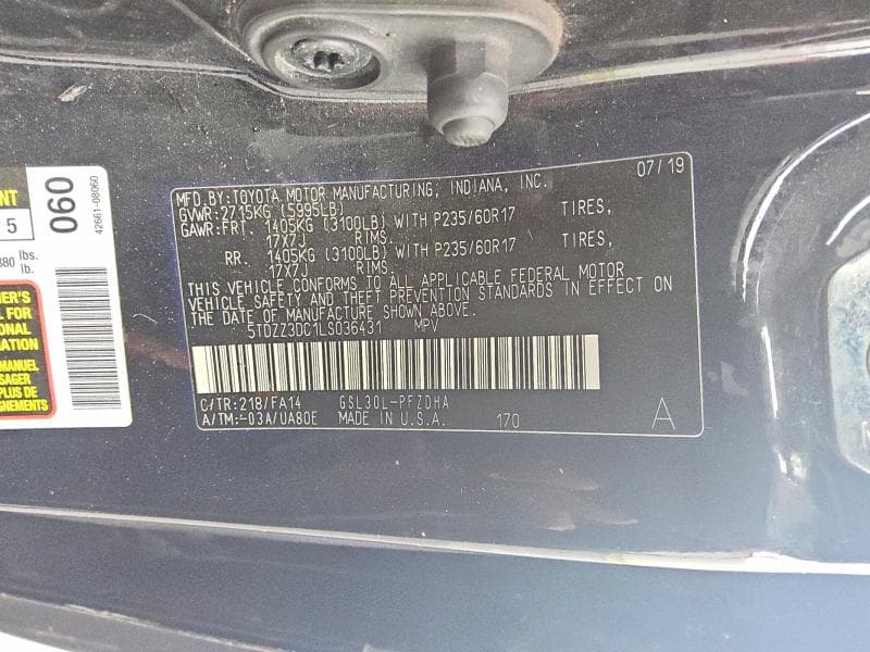 2020 TOYOTA SIENNA L 13