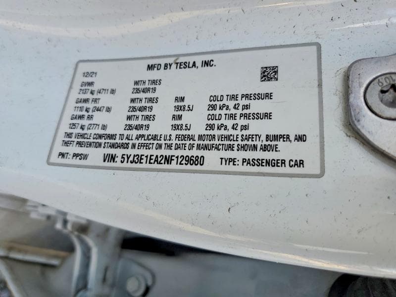 2022 TESLA MODEL 3 12