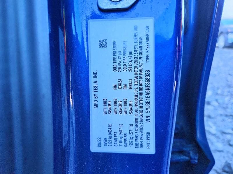 2022 TESLA MODEL 3 12