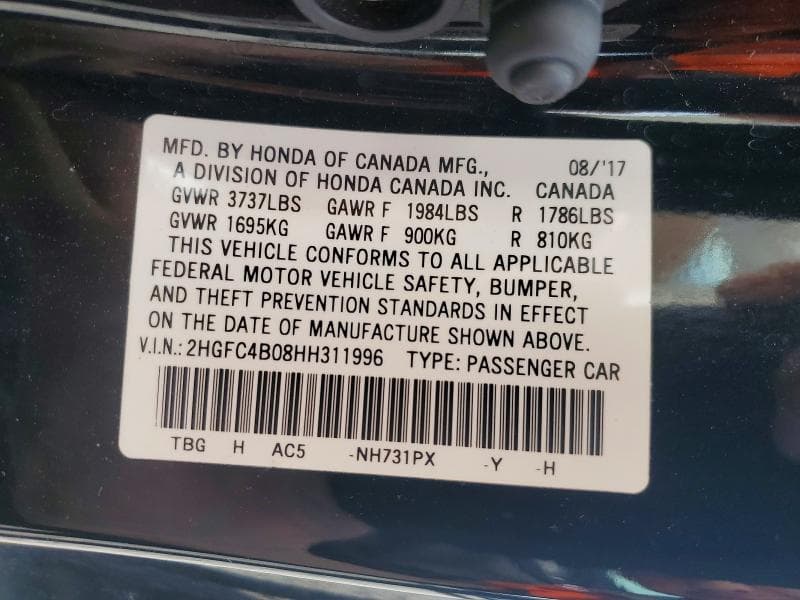 2017 HONDA CIVIC LX 12