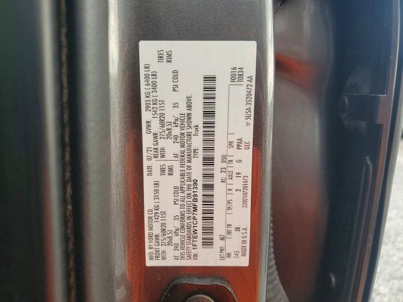 2021 FORD F150 SUPERCREW 12