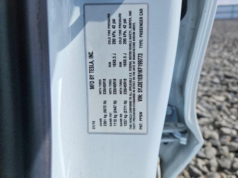 2019 TESLA MODEL 3 12