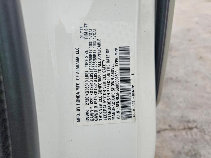 2017 HONDA ODYSSEY EXL 13