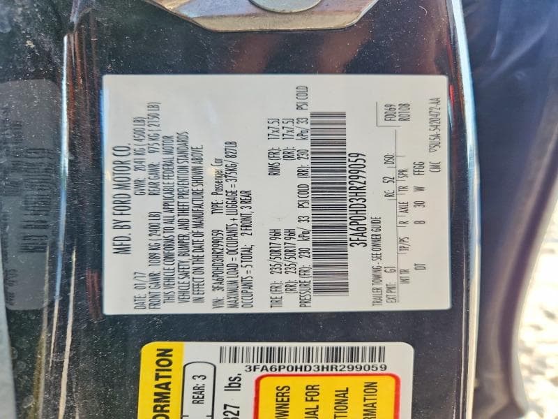 2017 FORD FUSION SE 12