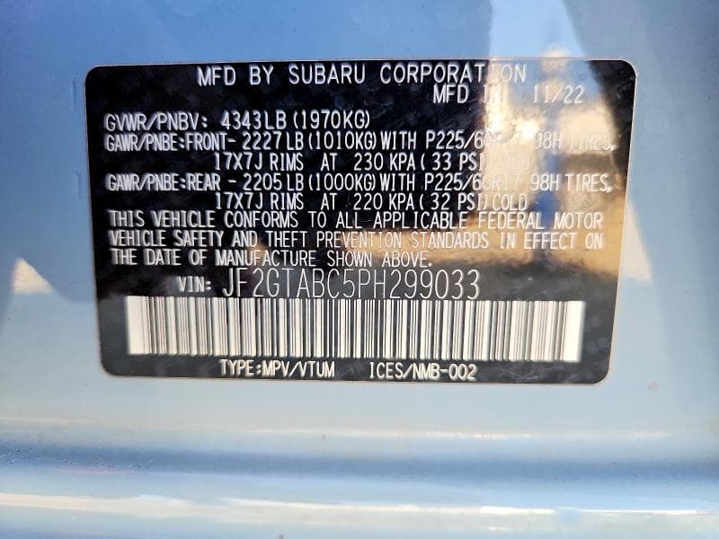2023 SUBARU CROSSTREK 12