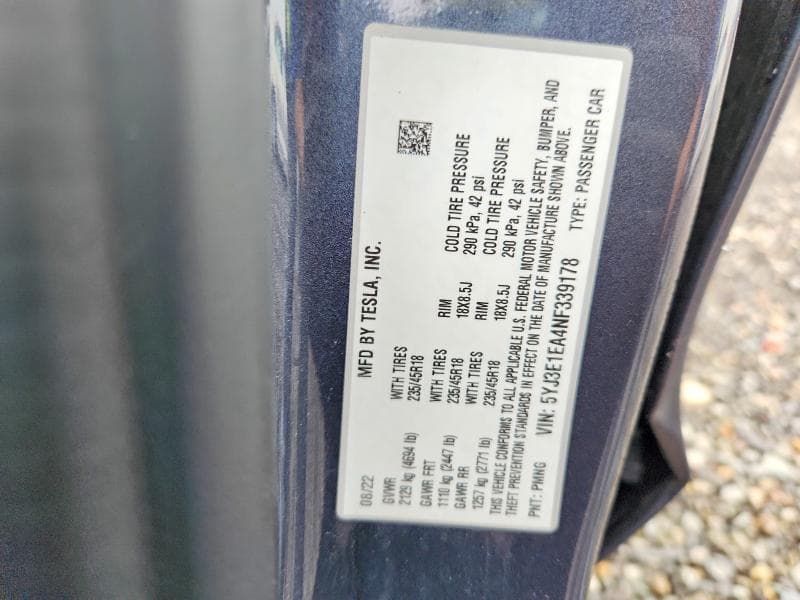 2022 TESLA MODEL 3 12