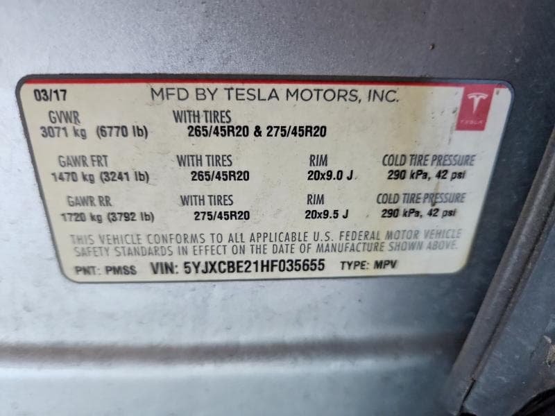 2017 TESLA MODEL X 13