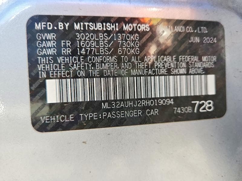 2024 MITSUBISHI MIRAGE ES 12