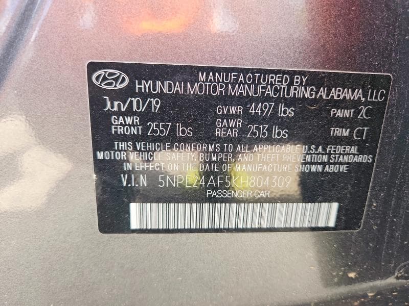 2019 HYUNDAI SONATA SE 12