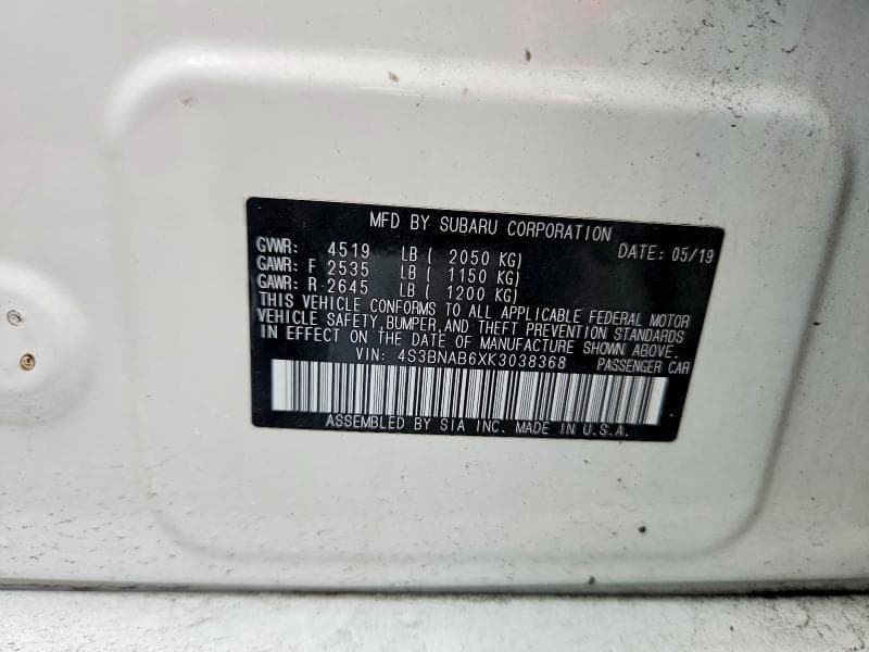 2019 SUBARU LEGACY 2.5I 12