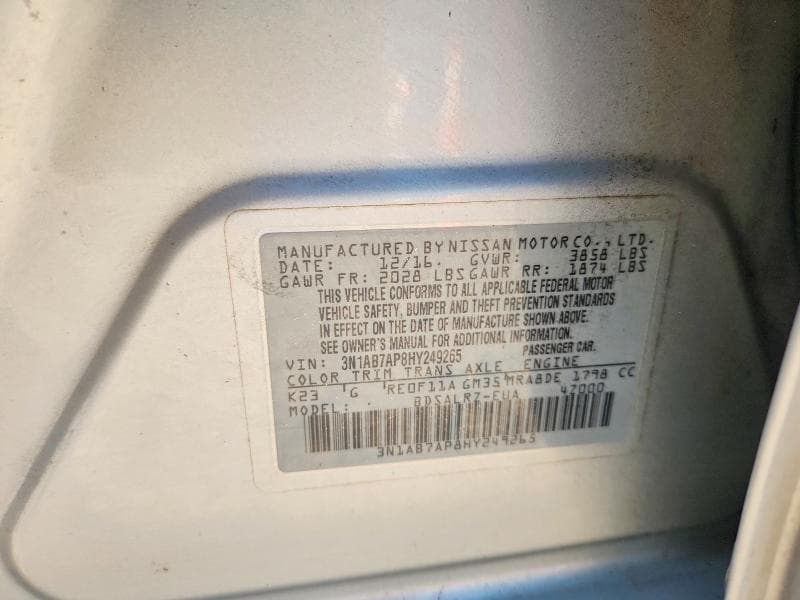 2017 NISSAN SENTRA SR 12