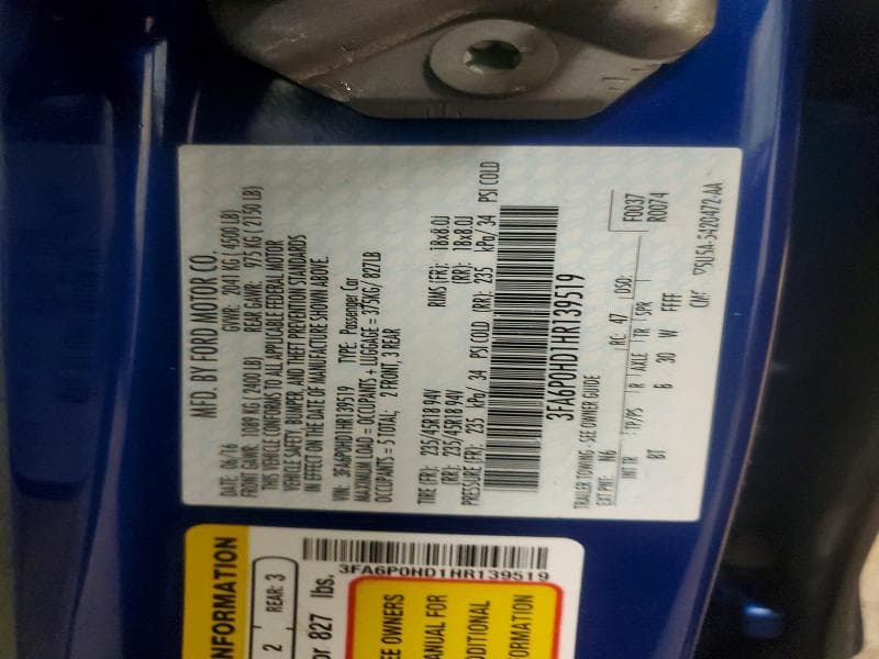 2017 FORD FUSION SE 12