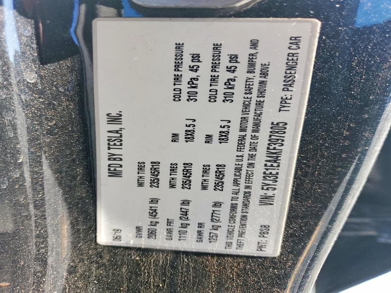 2019 TESLA MODEL 3 12