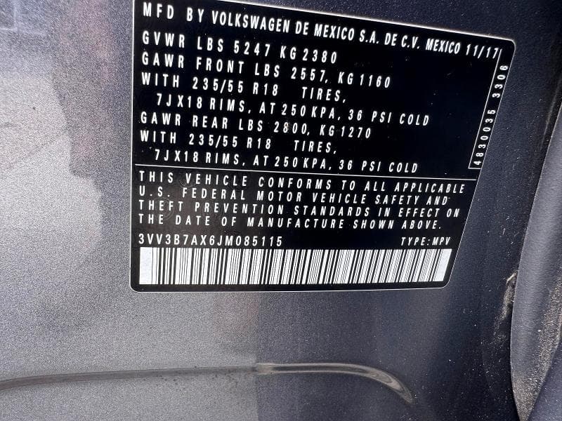 2018 VOLKSWAGEN TIGUAN SE 10