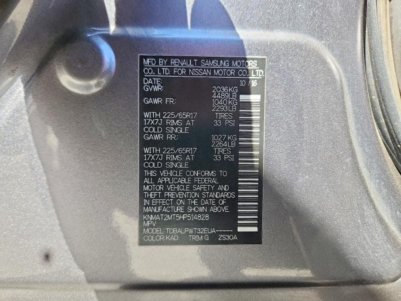 2017 NISSAN ROGUE S 14