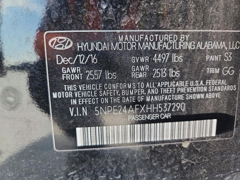 2017 HYUNDAI SONATA SE 12