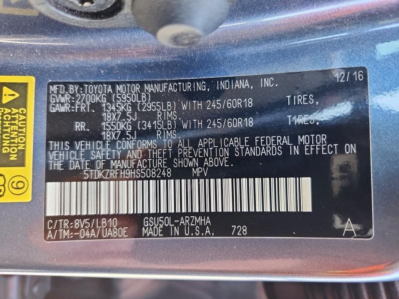 2017 TOYOTA HIGHLANDER XLE 14