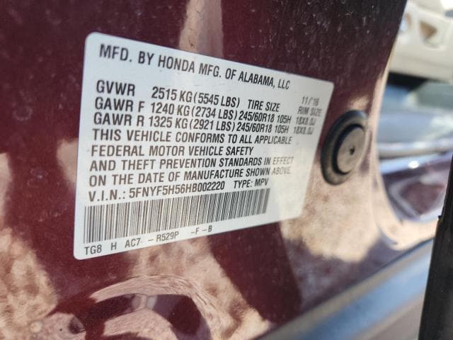 2017 HONDA PILOT EXL 13