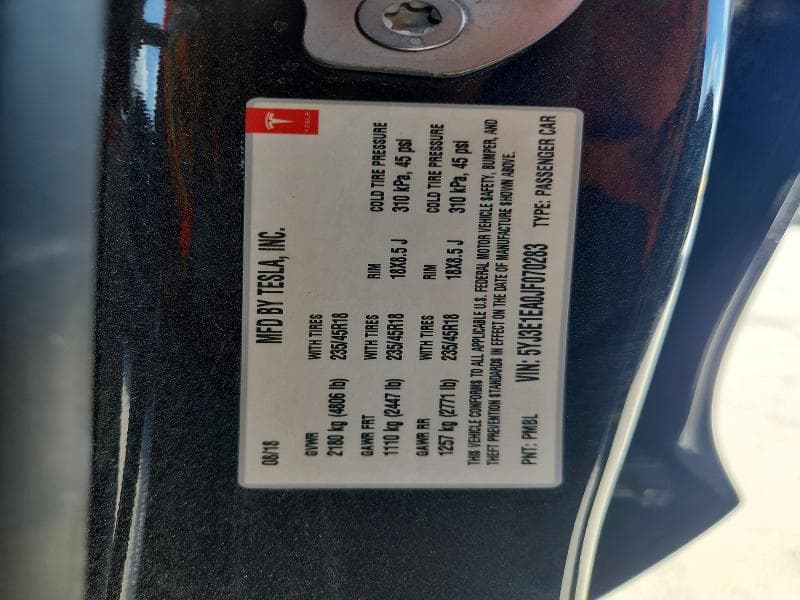 2018 TESLA MODEL 3 12