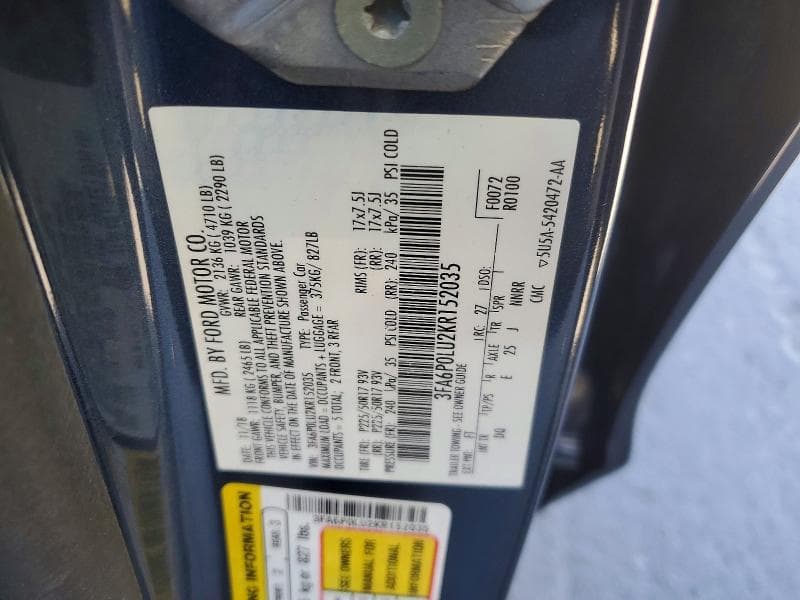 2019 FORD FUSION SE 12
