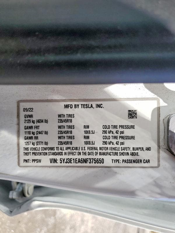 2022 TESLA MODEL 3 13