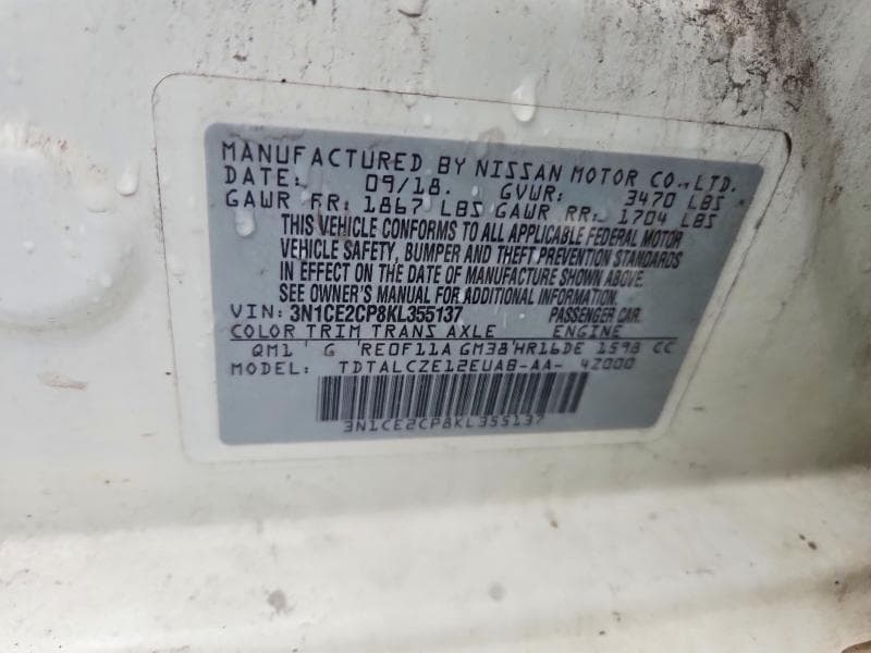 2019 NISSAN VERSA NOTE S 13