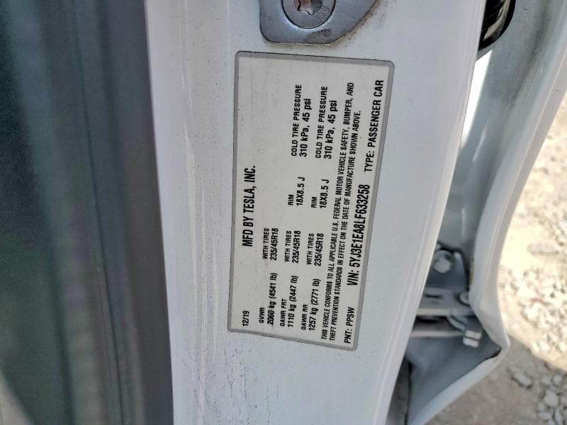 2020 TESLA MODEL 3 12