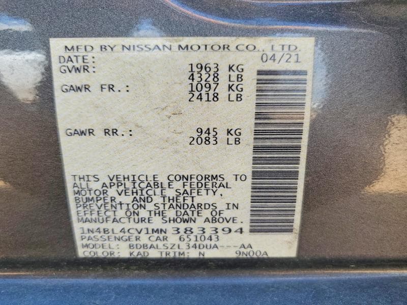 2021 NISSAN ALTIMA SR 13