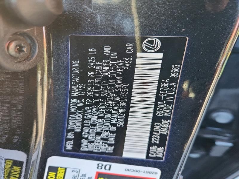 2023 LEXUS ES 350 BASE 12