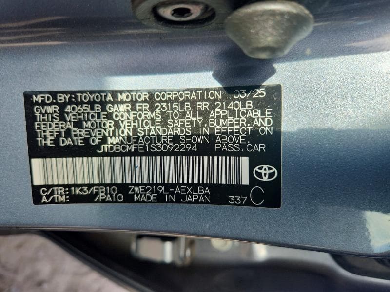 2025 TOYOTA COROLLA HYBRID LE 12