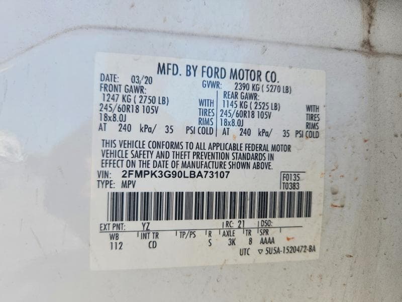 2020 FORD EDGE SE 12